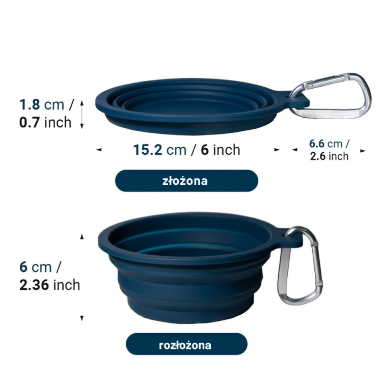 Miska składana 600ml PetDreamHouse granatowa.png