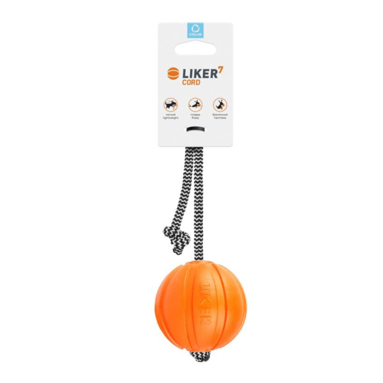Collar-Liker7-Cord-Ø 7 cm–pomaranczowa-pilka-na-tasmie-dla-psa.png