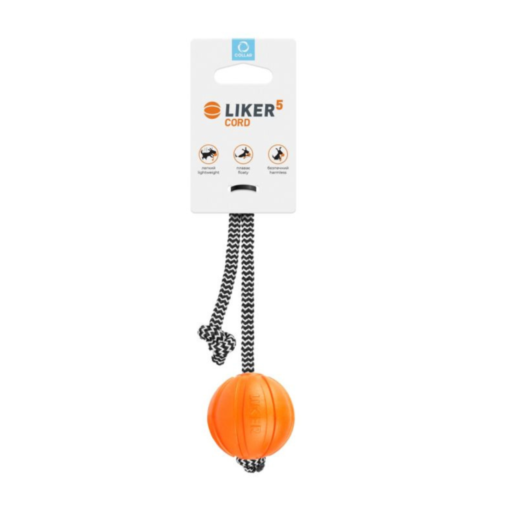 Collar-Liker5-Cord-Ø 5 cm–pomaranczowa-pilka-na-tasmie-dla-psa.png